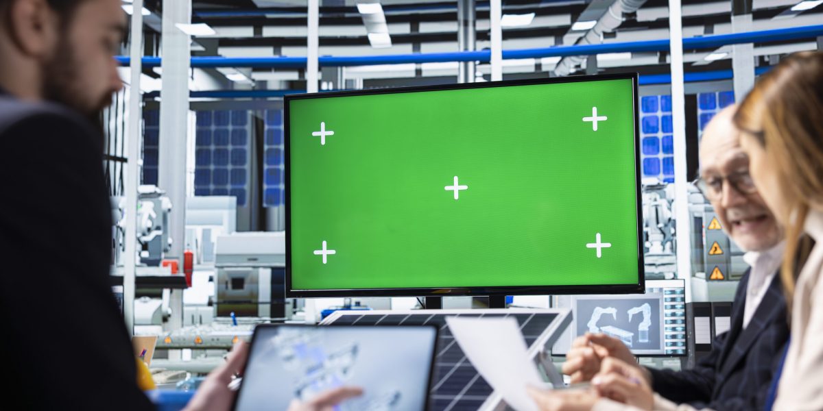 factory-employees-looking-mockup-display-researching-green-energy-solutions